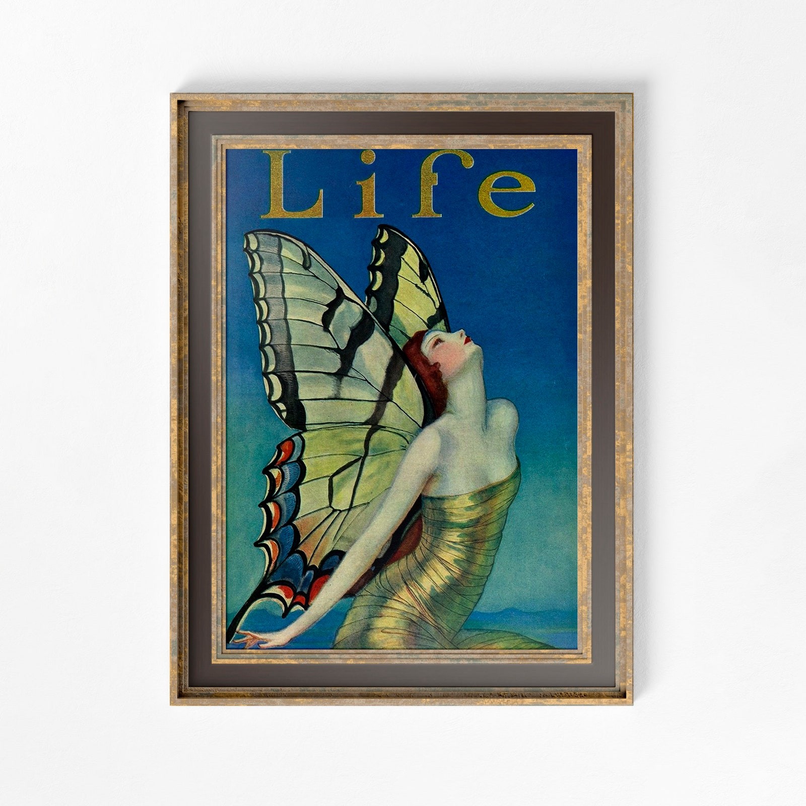 Butterfly Lady Art Deco Poster Life Magazine Flapper Vintage Print