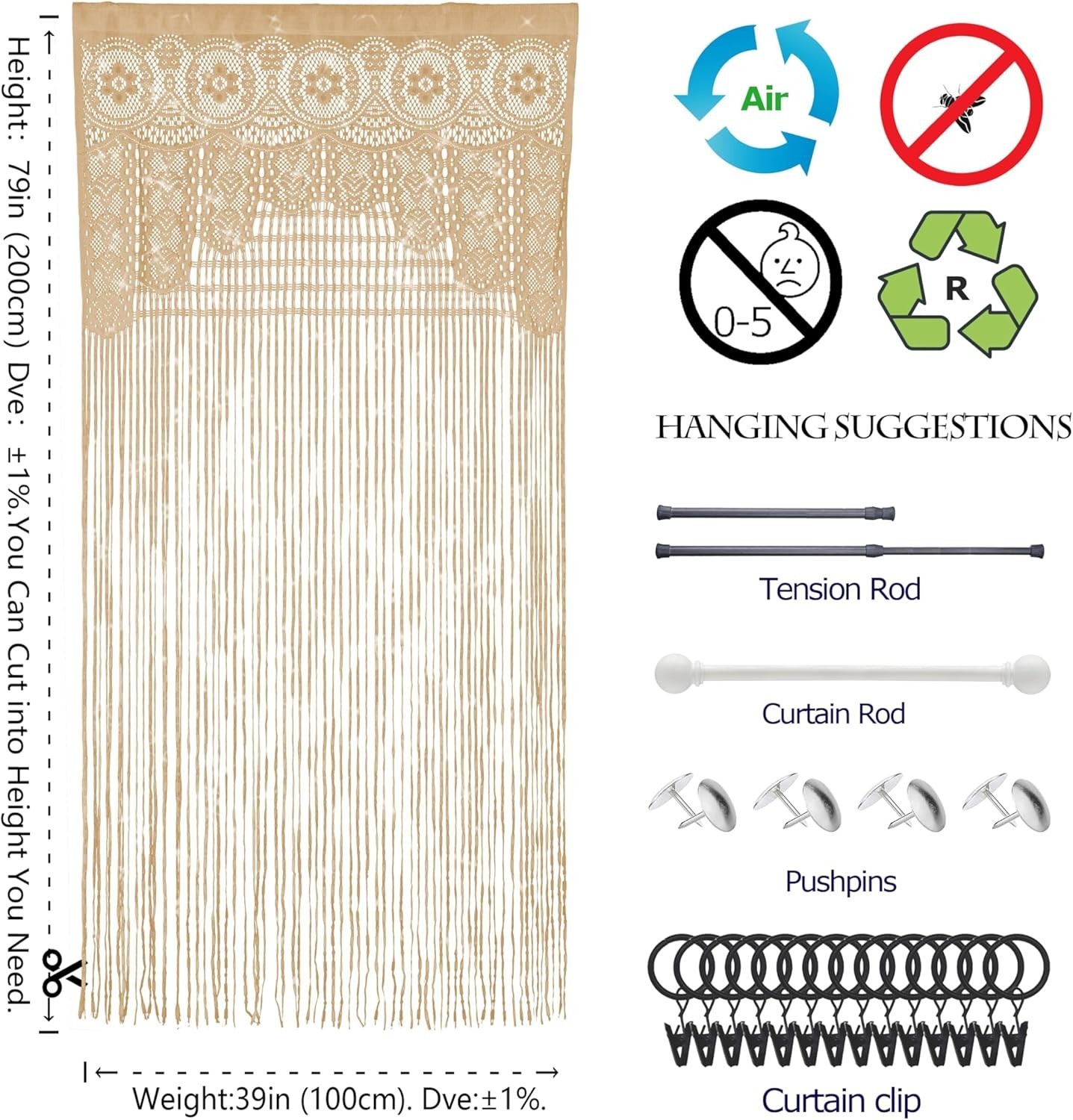Macrame Curtain Boho Doorway Window Wall Decor Fiber Yarn Art Handwoven Hanging