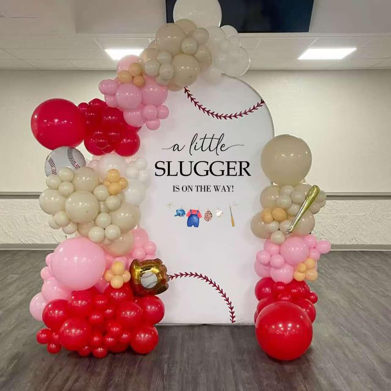 A Little Slugger is On The Way Decal – Baby Shower Backdrop Decorations, Gend…