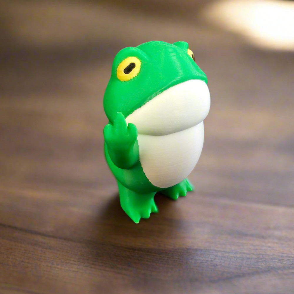 Disgruntled Frog Figurine Middle Finger Funny 3D Printed Desk Decor Gag Gift USA