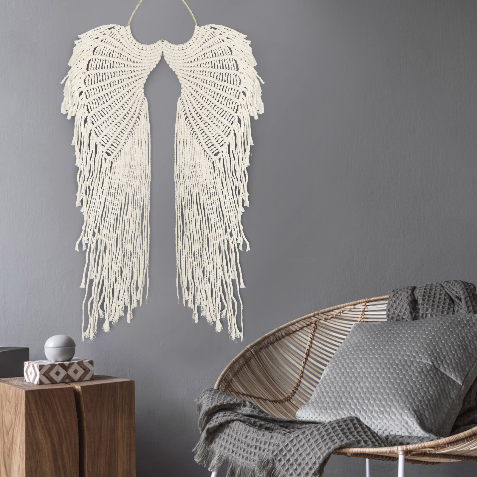 Macrame Boho Tapestry DIY Angel Wing Woven Wall Hanging Home Room Art Decor Gift