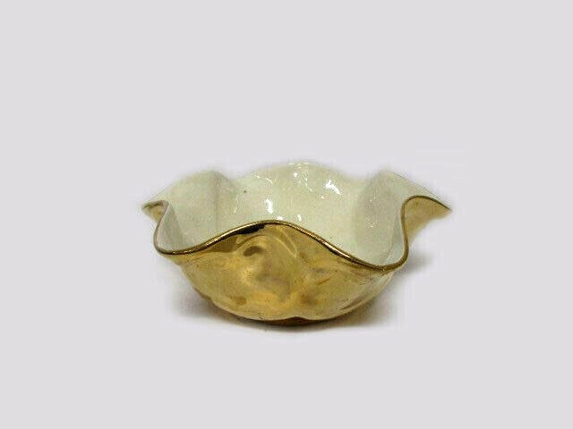 Vintage Candy Nut Bowl Dish Warranted 22 k Gold