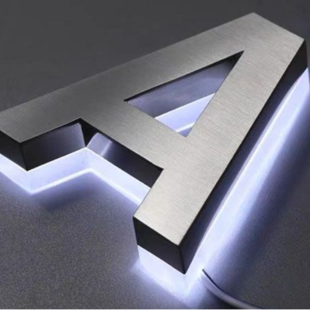 Custom 3D Metal Back Lit Letter Mirror Matte Glossy Polish Stainless LED Sign