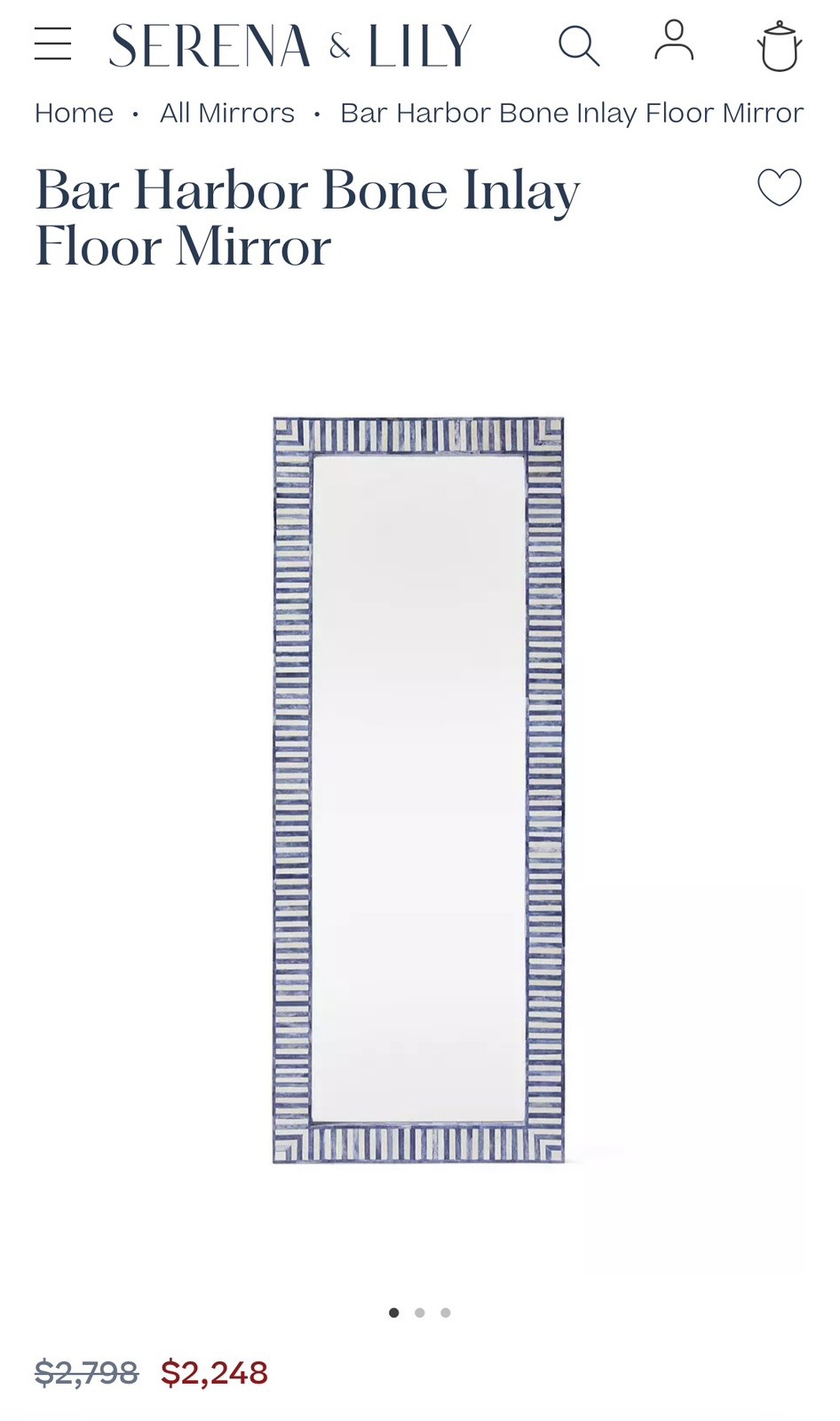 Serena & Lily Bar Harbor Bone Inlay Blue Floor Mirror