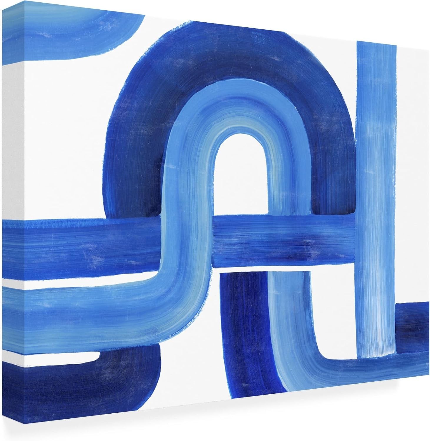 Grace Popp ‘Woven Cobalt I’ Wrapped Canvas Art Modern Contemporary 19in x 14in