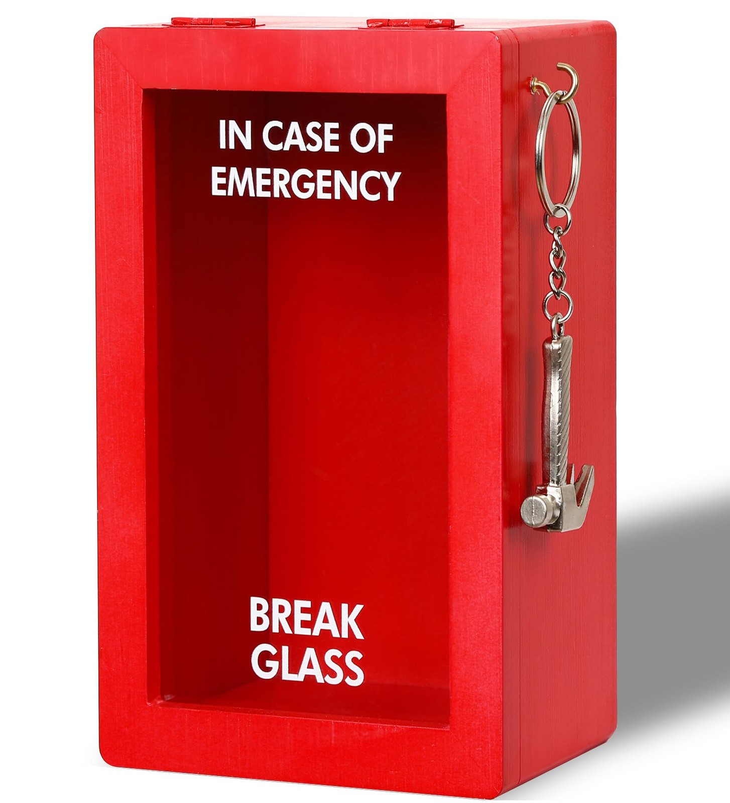 JULEASEL Funny Emergency Box w/Hammer (Large), 4.75 x 3.11 x 7.1 inches, Red