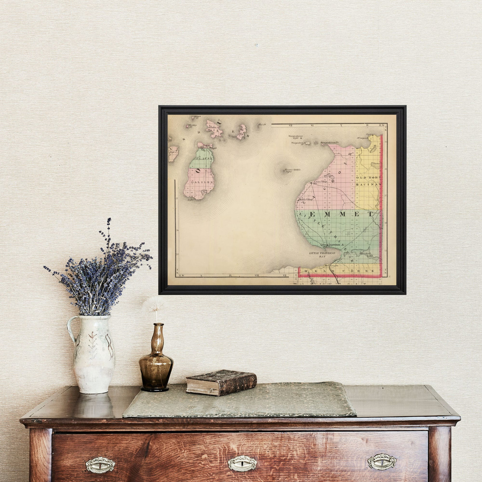 Old Map of Emmet County, MI 1873 – Vintage Michigan Art