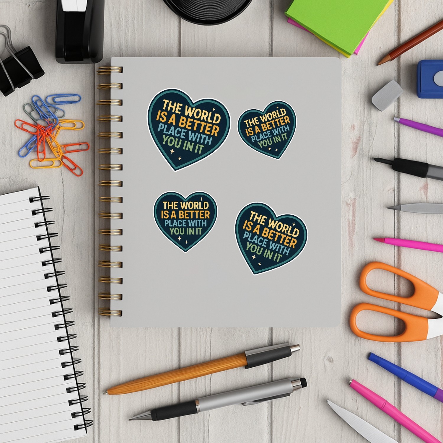 4PCS The World Is a Better Place With You In It Stickers