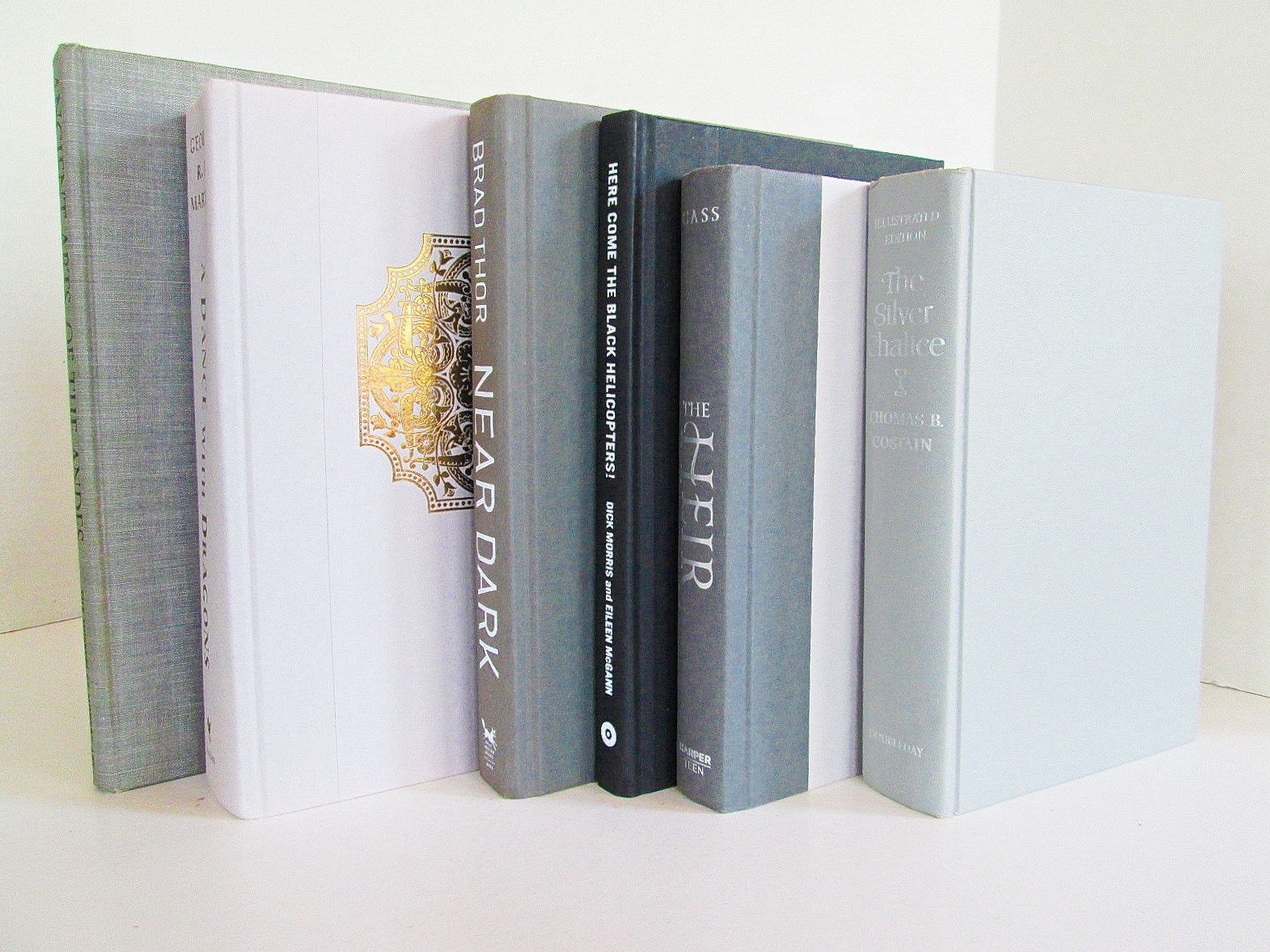 Book Decor Stack Gray Black, Neutral Staging Prop Library Design, Lot of 6 Hardc