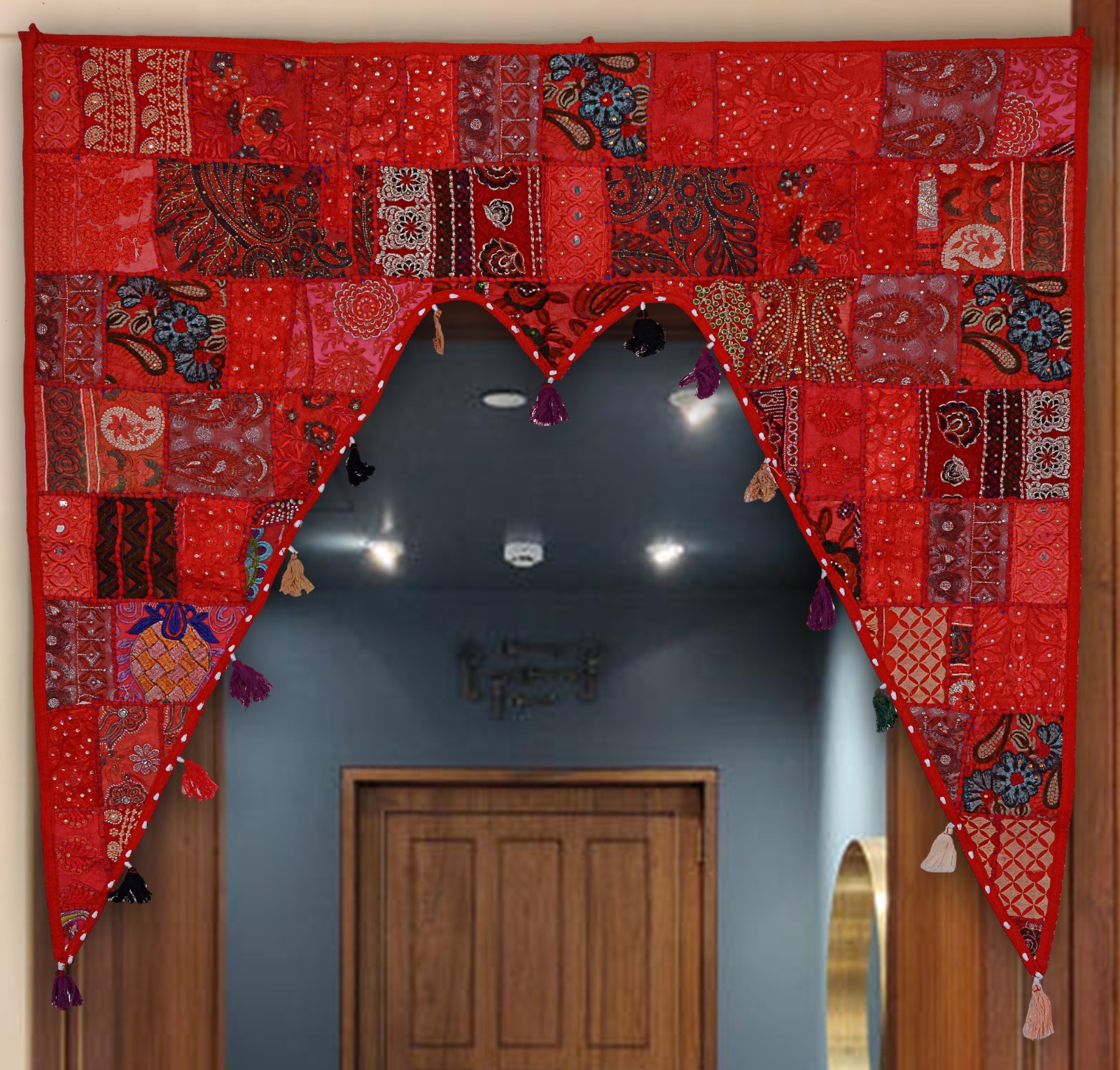 Indian Embroidered Toran Door Hanging Vintage Patchwork Valances Wall Hanging