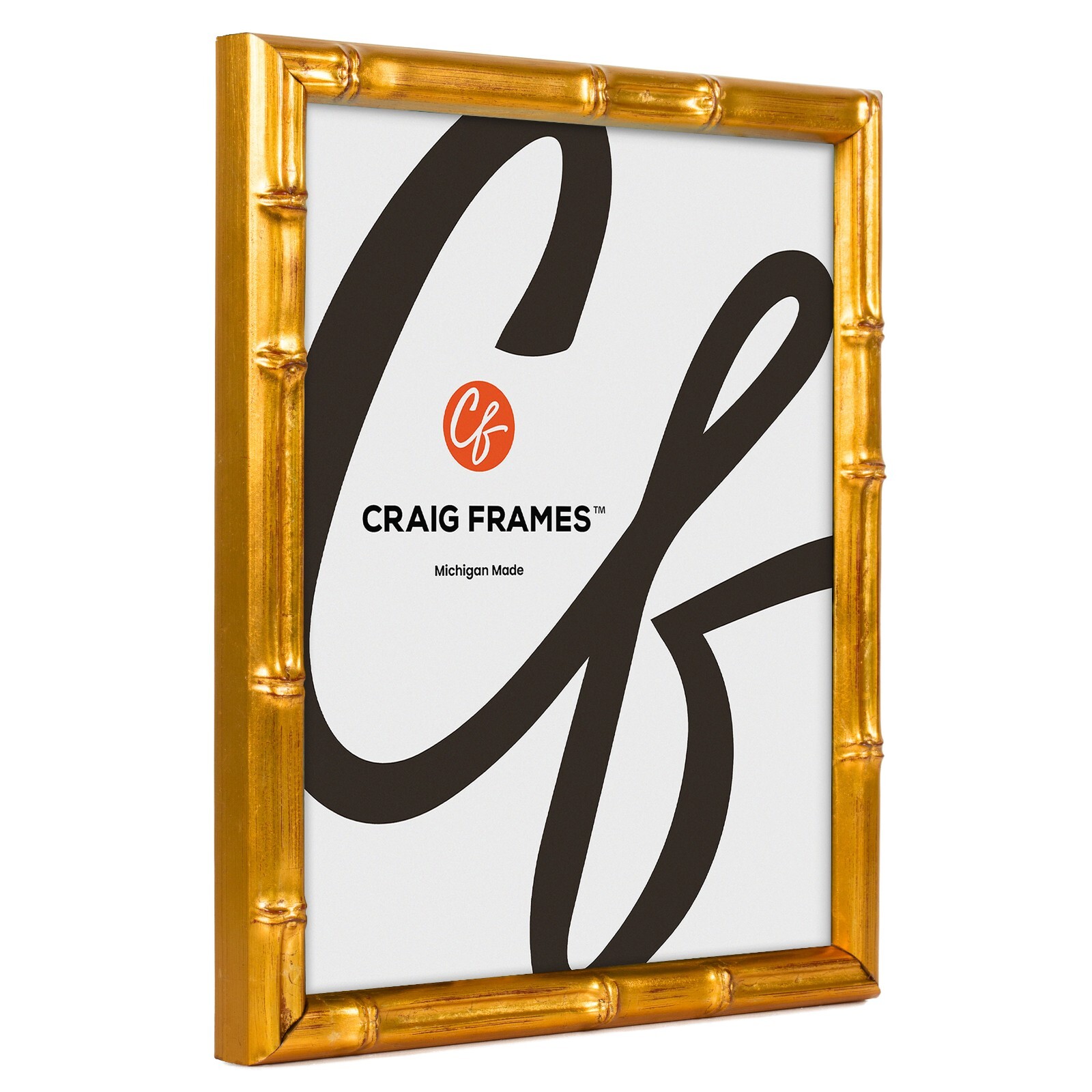 Vintage Bamboo Gold Picture Frames, 0.625″ Wide, With a Single White Mat