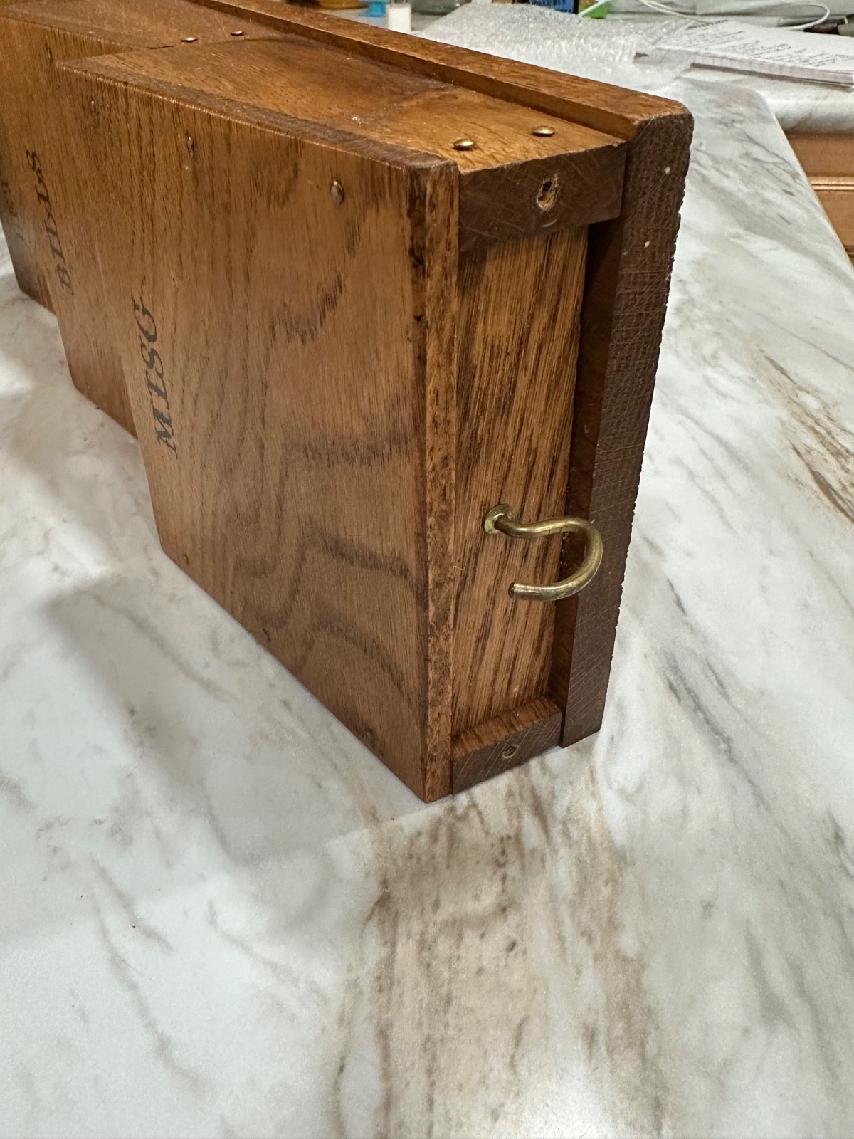 Mail Organizer with 3 Pocket Slots, Vintage Solid Wood from Dad’s Estate