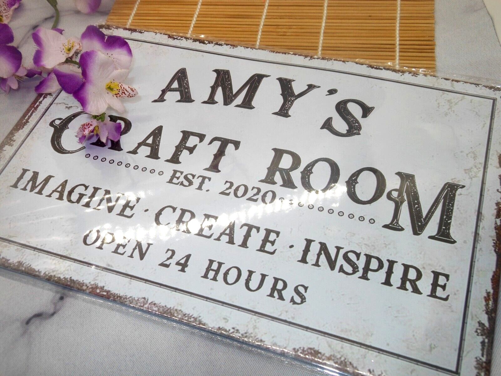 AMY’S CRAFT ROOM ~METAL WALL SIGN ~ 8 X 11.5 New NO OTHER NAMES AMY ONLY