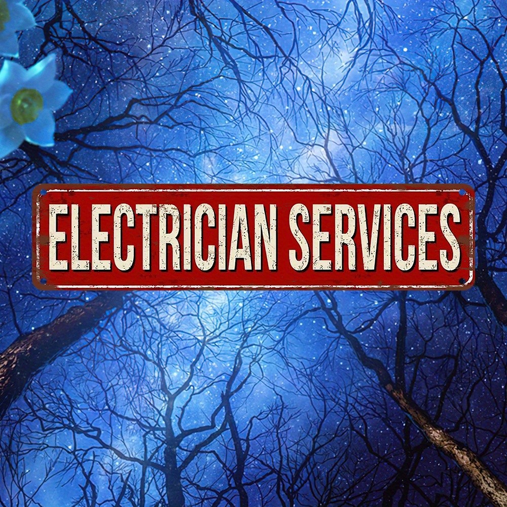 Vintage Red Electrician Services Metal Sign Electrical Workshop Wall Decoraiton