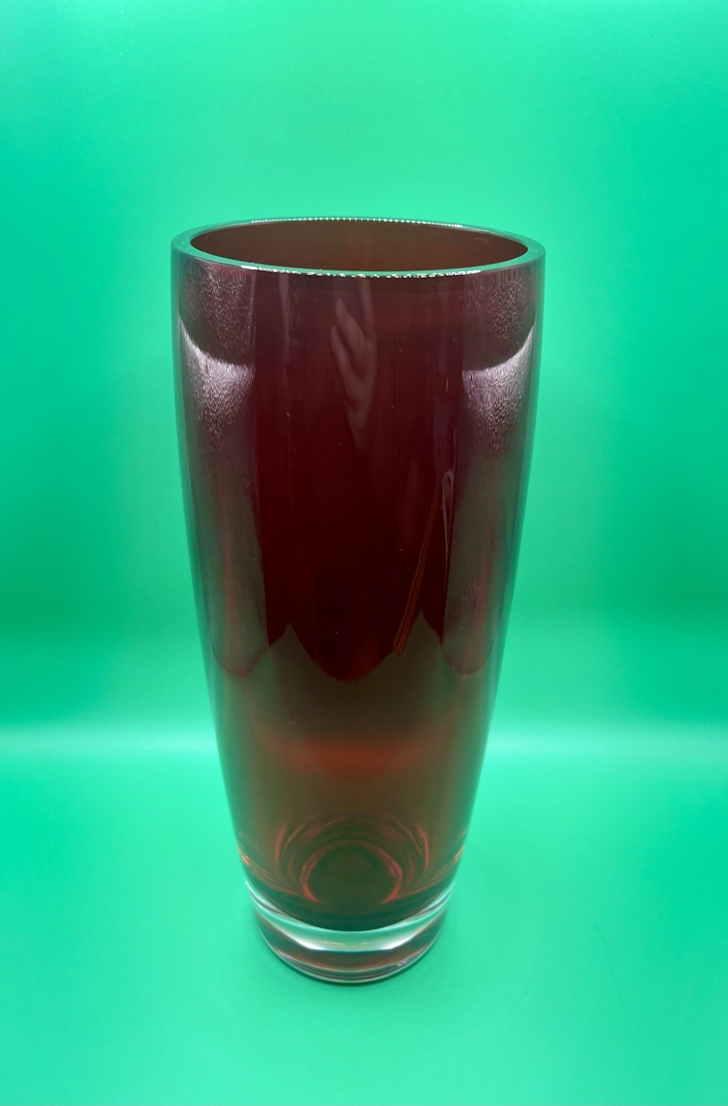 Vintage Red❤️Bohemian 24% Lead Crystal Vase Czech Republic Larger Beautiful