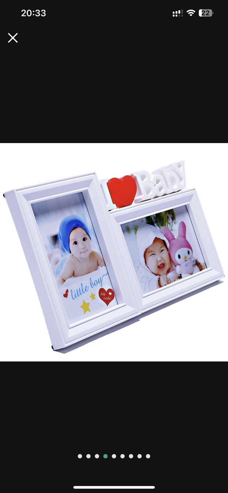 Premium Plastic Double 4×6 Photo Frame,”I Love Baby” fit Two 4×6 in Size Photos