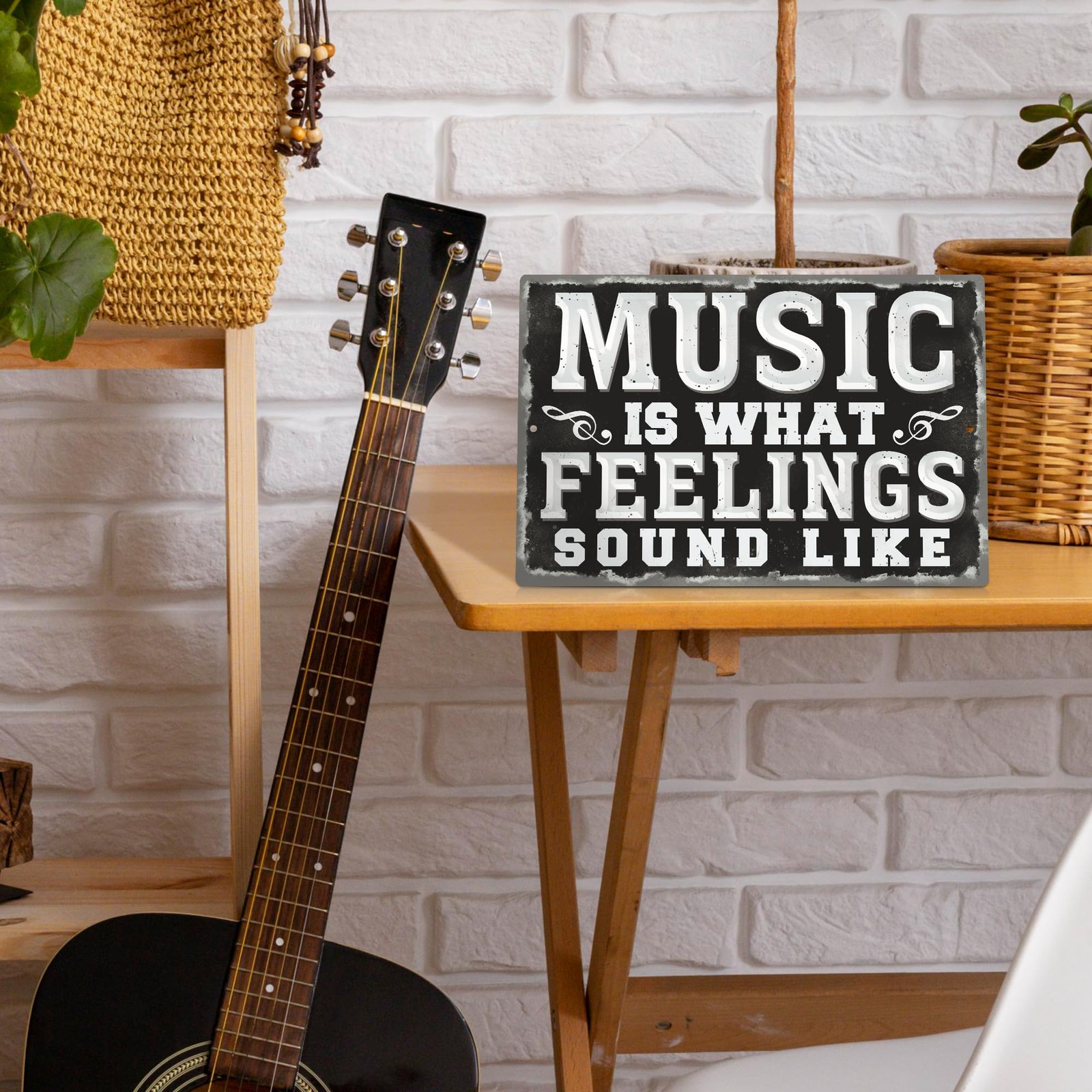 Putuo Decor Metal Vintage 12×8 inches, Music Is What Feelings Sound Like