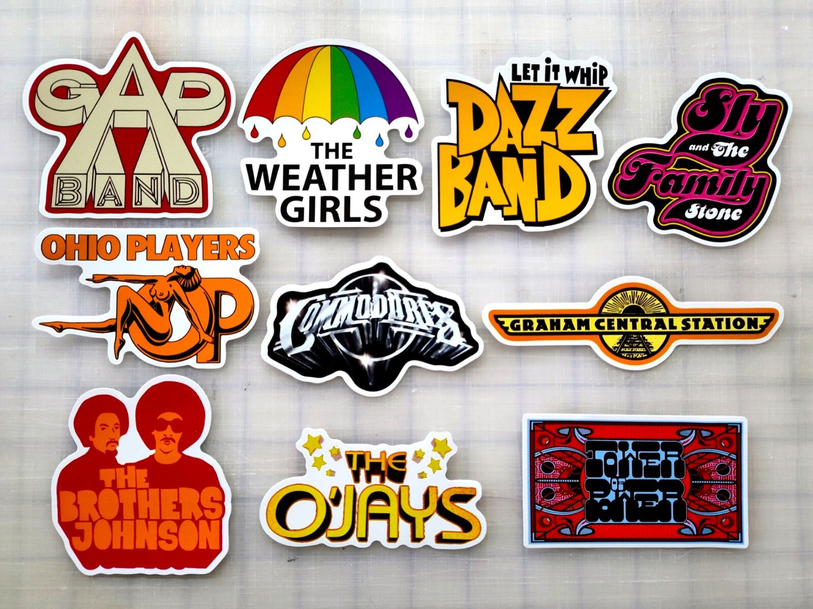 Funk Vinyl Sticker Lot (10 Pack) SET 2 disco r&b band soul jazz dj dance rock