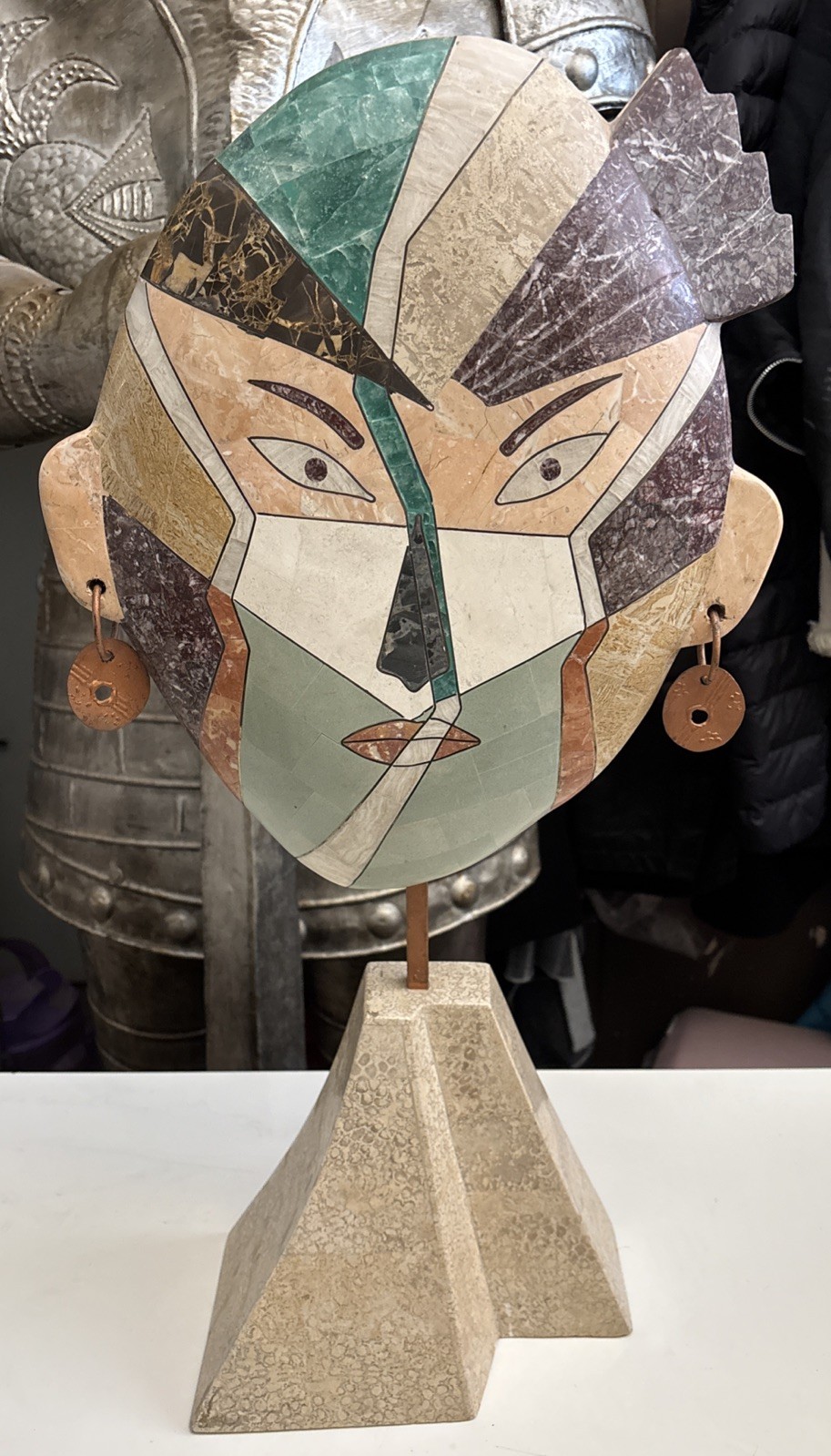 Fine Art Sculpture Mask made of Stone & Marble by artist Joseph DeCastro
