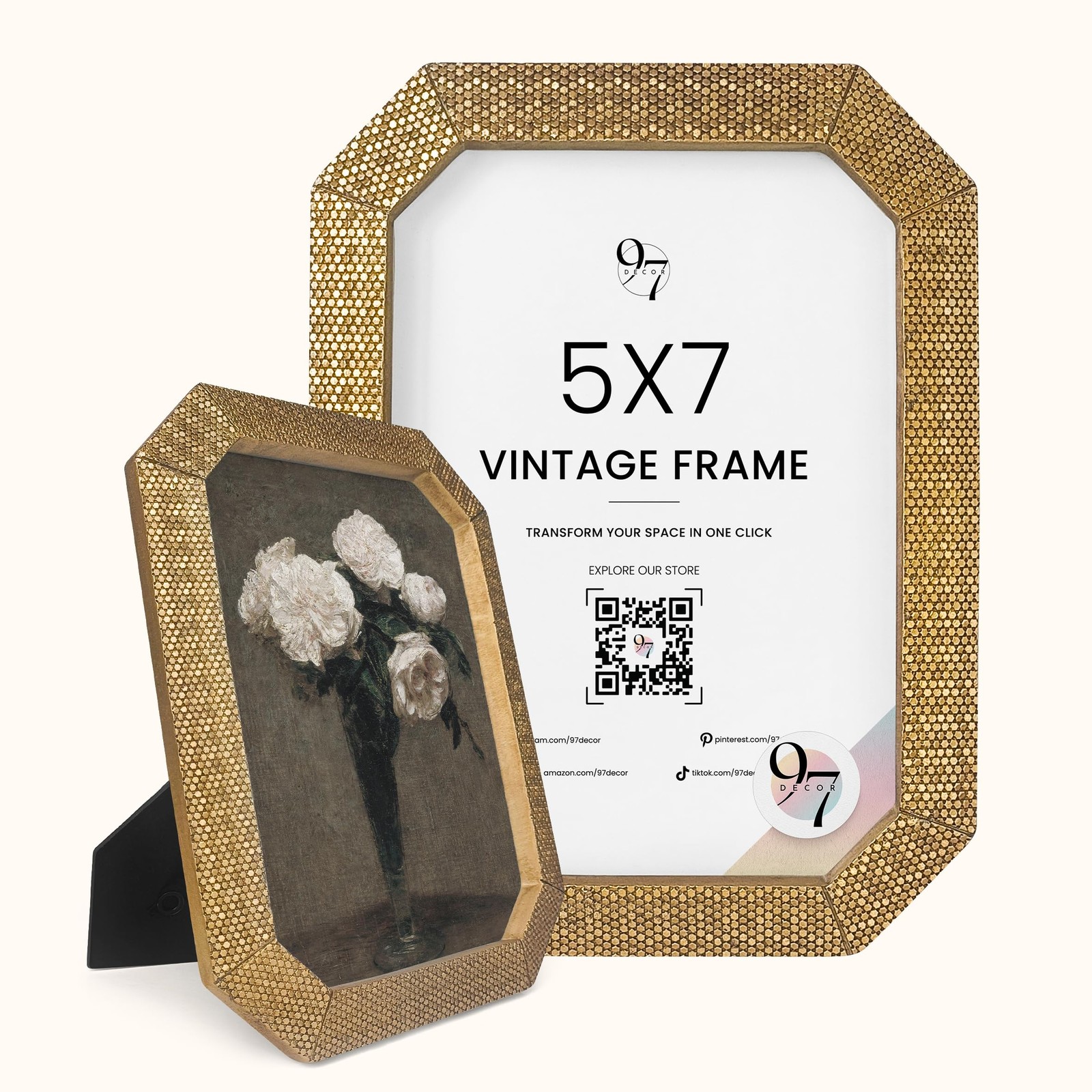 5X7 Vintage Picture Frame – 5X7 Picture Frame Antique, Ornate Gold Frames 5X7In,