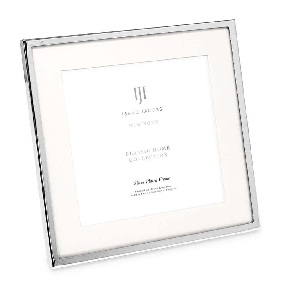 6×6 (Matted 4×4) Silver Metal Picture Frame, Classic Metal Photo Frame Made F…