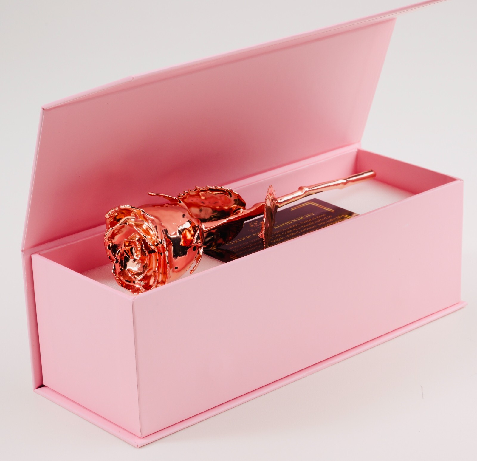 100% Natural Rose Dipped in Rose Gold, Short Stem 7″ tall, Anniversary, Proposal
