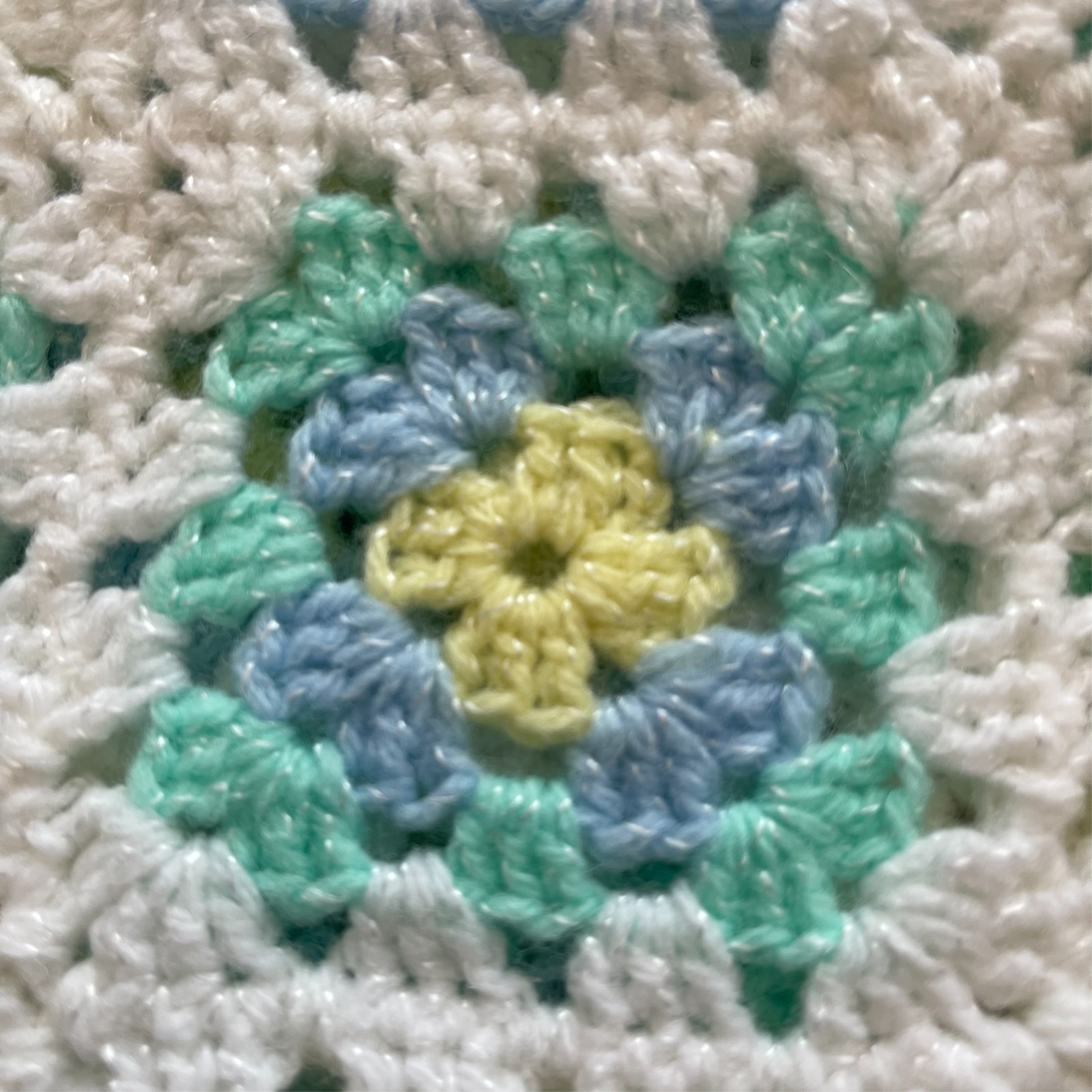 Handmade Multicolor Pastels Crochet Afghan Granny Square Baby Blanket 28×38