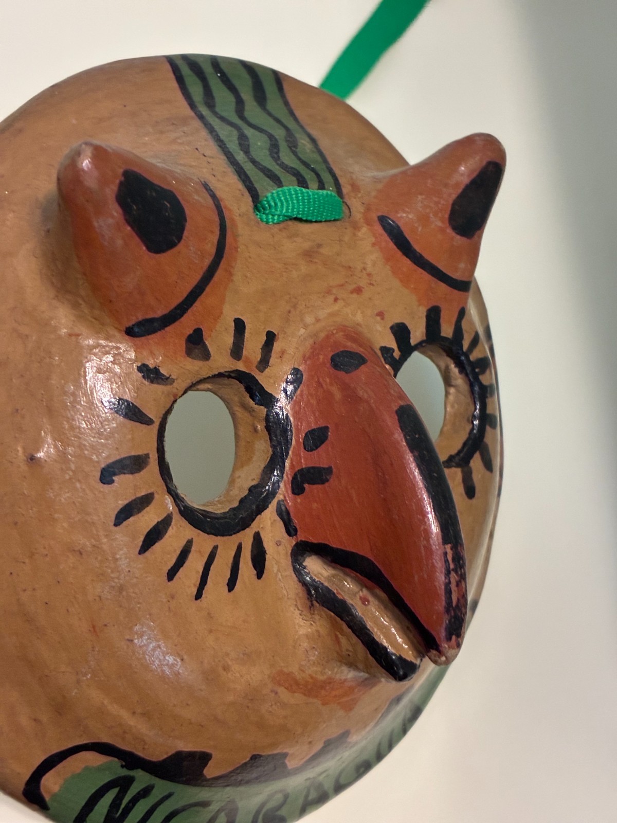 Vintage Nicaragua Hand Painted Folk Art/Animal/ Clay Pottery Mask Wall Hanging