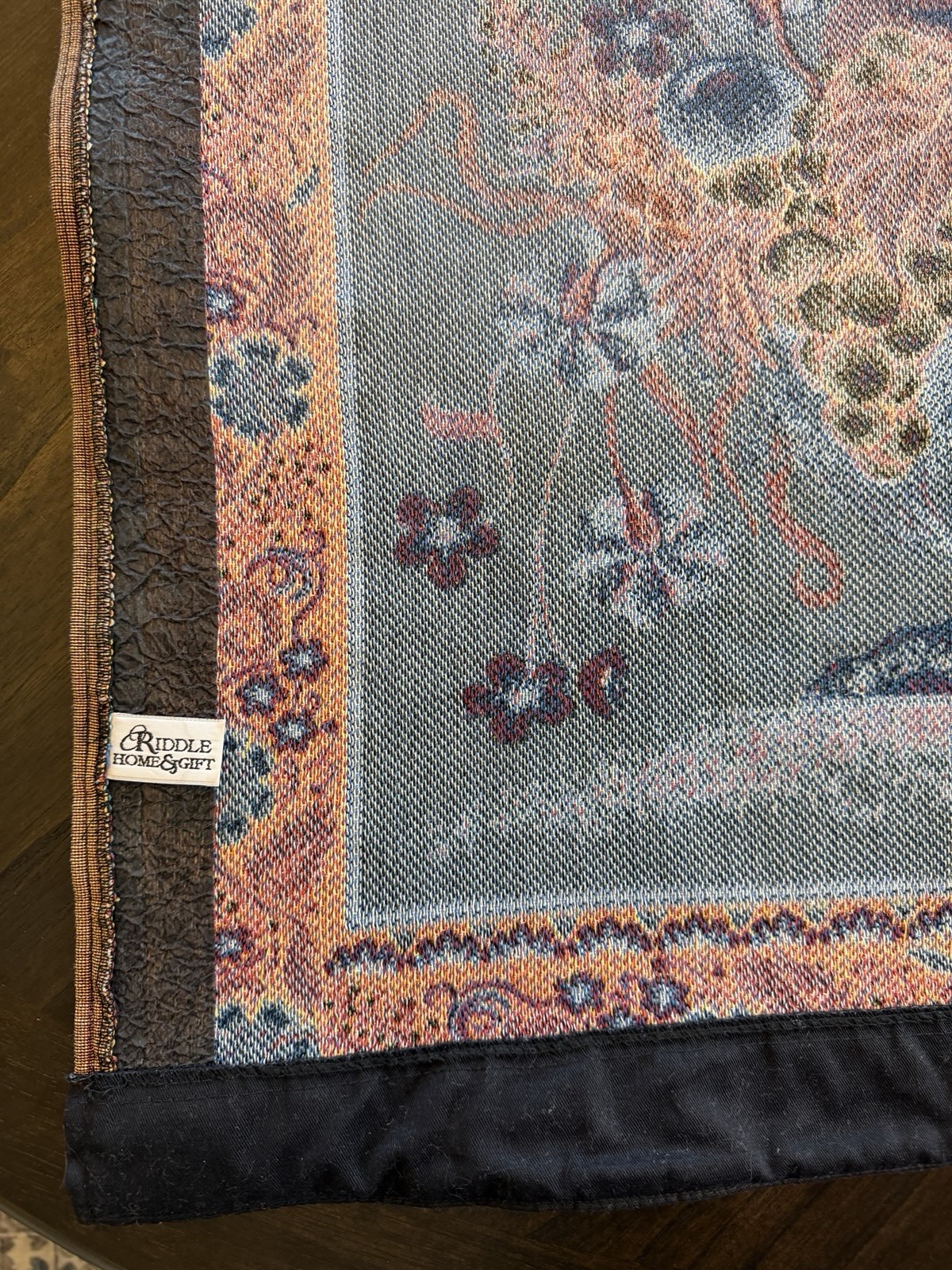 Vintage Riddle Tapestry Wall Hanging Flowers Birds Fruit Vase Border 24 X 35 Red