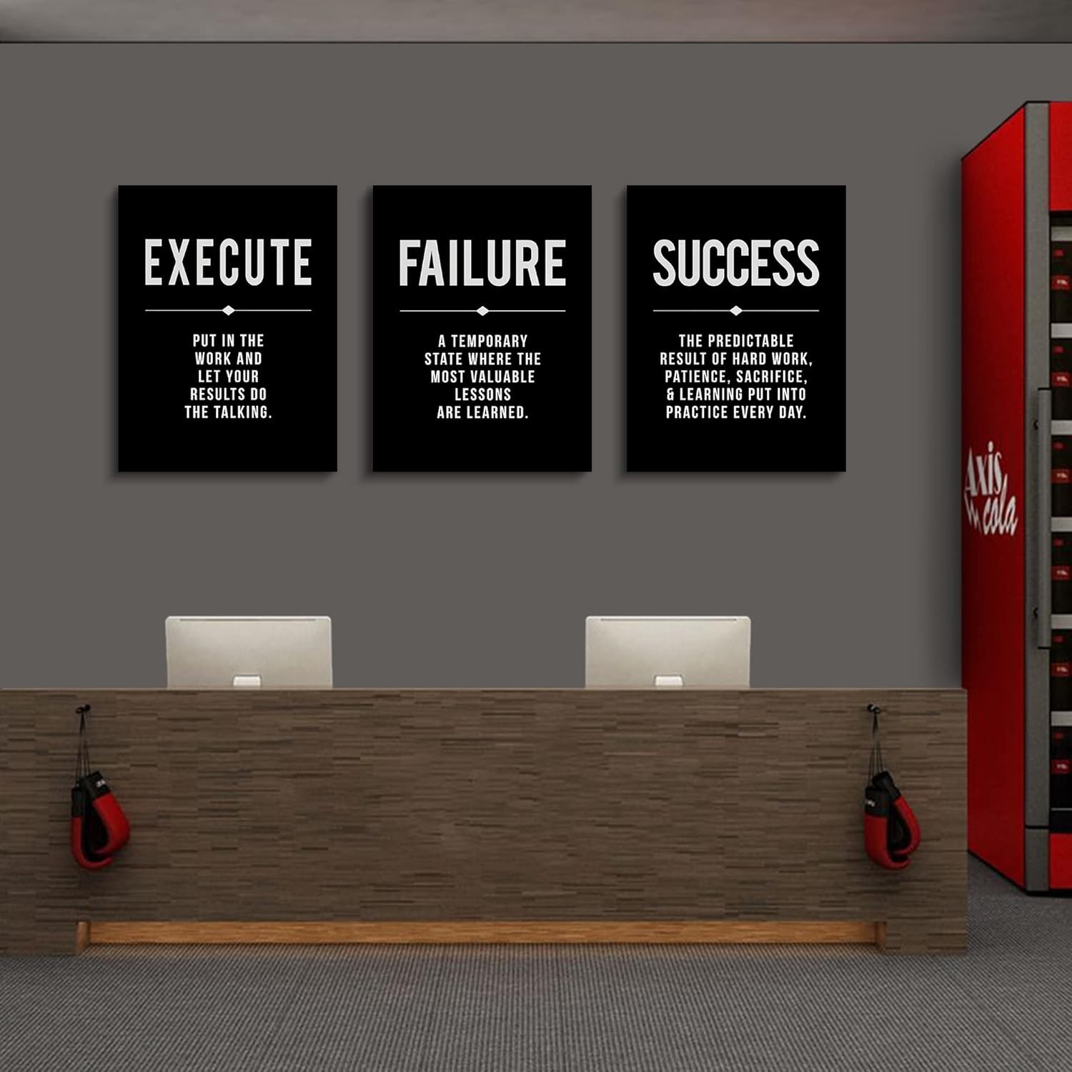Durable Water-Resistant Canvas Wall Art – Motivation Print Set for Office