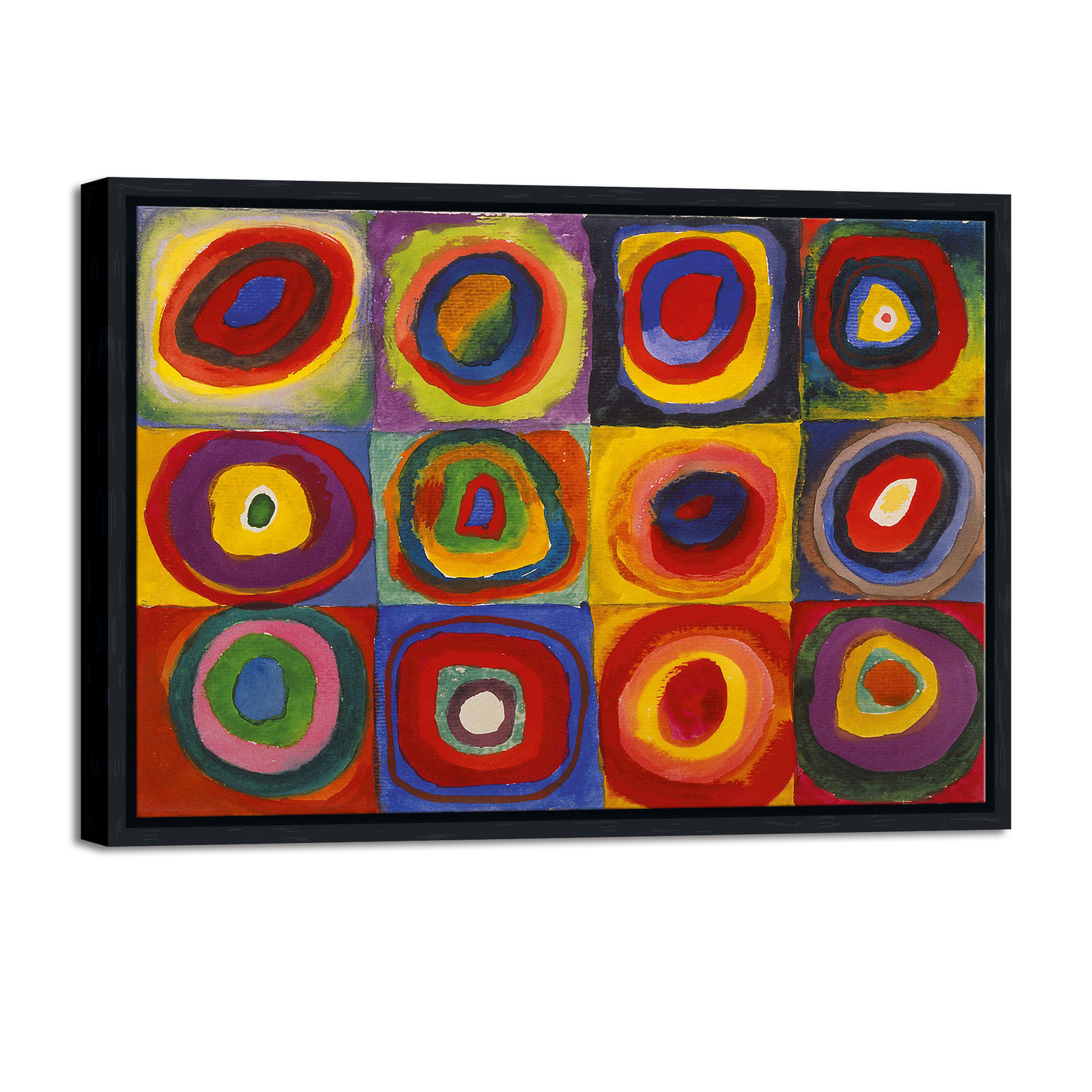 Framed Squares with Concentric Circles Canvas Wall Art of Wassily Kandinsky
