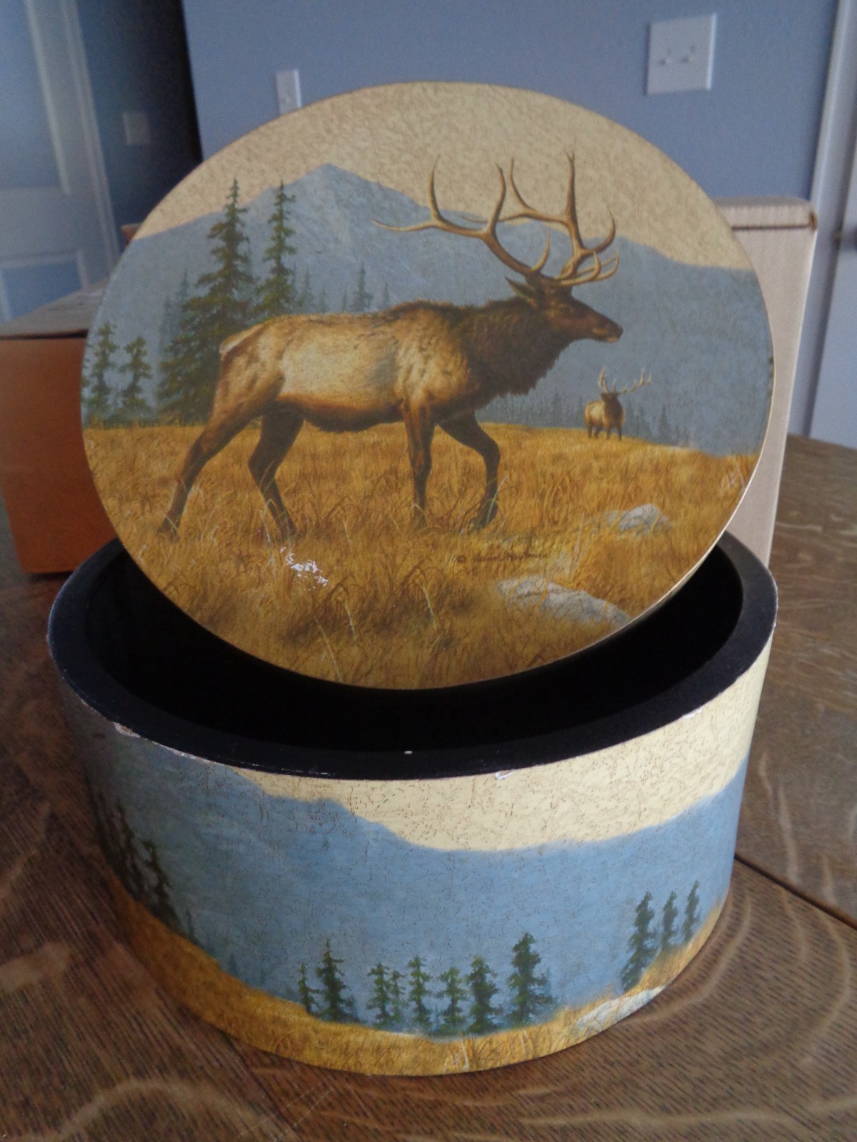 Western, Rustic, Bull Elk, Mountains and Pine Tree Canister/Storage Container.