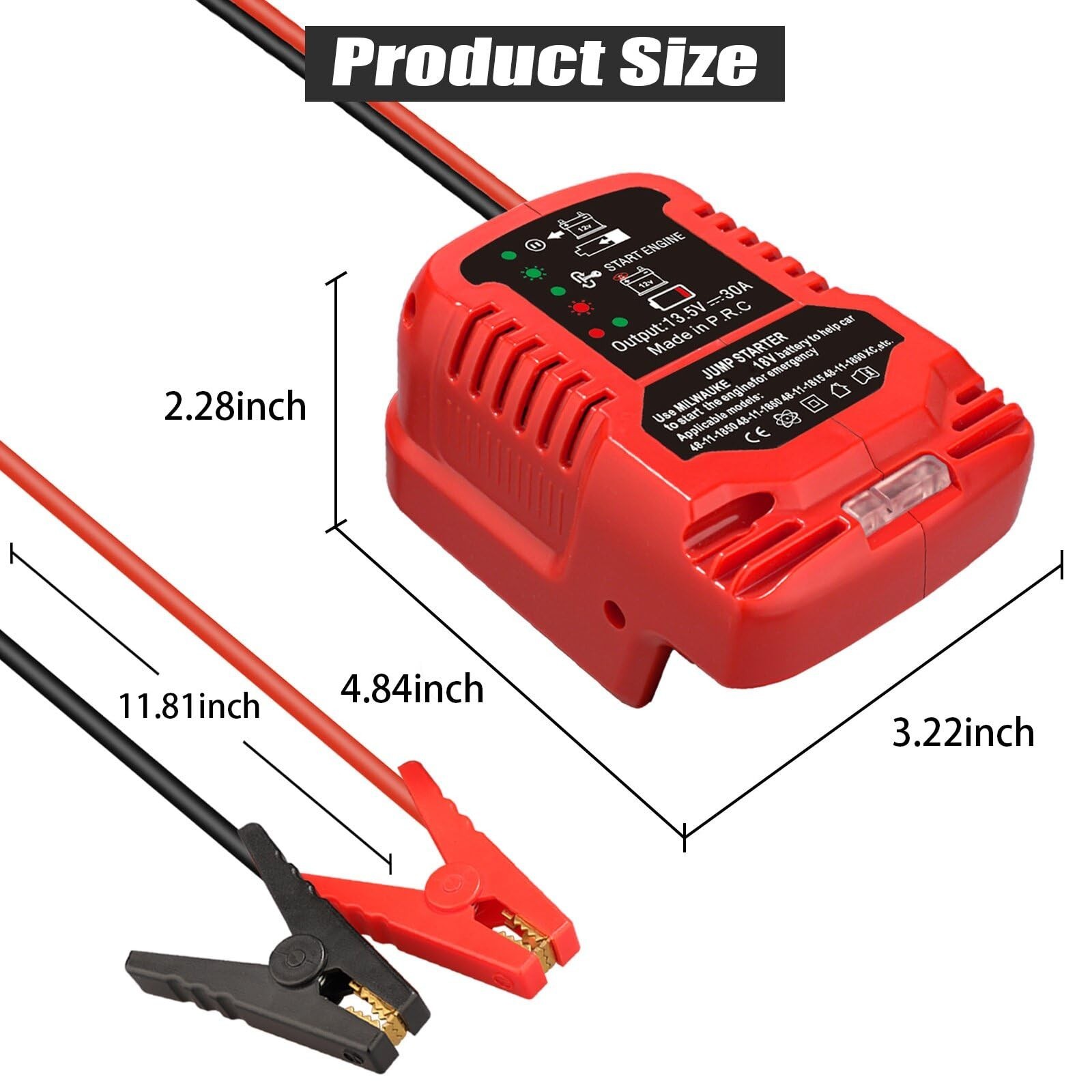 Jumper Cables with Adapter for Milwaukee M-18 18V Battery Jump Car Starter,12…