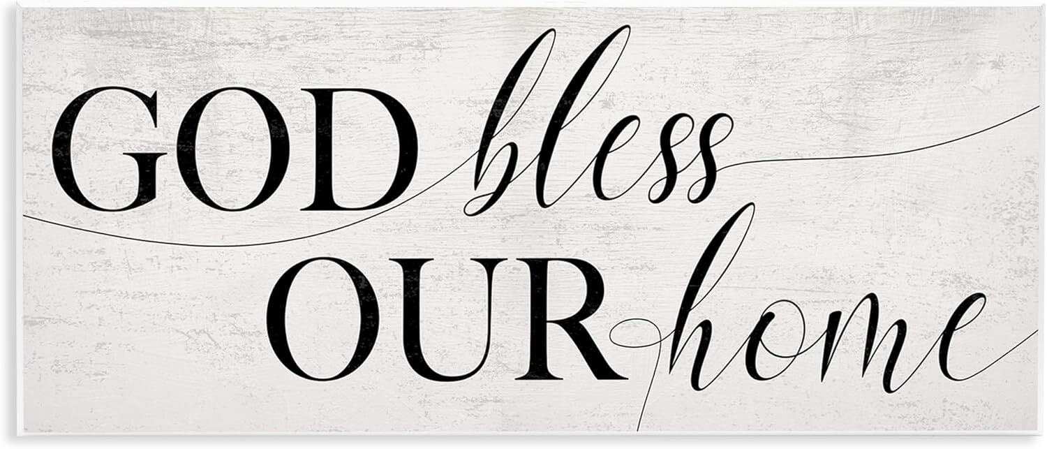 Stupell Industries God Bless Our Home Quote Faith Based Typography, Off-white