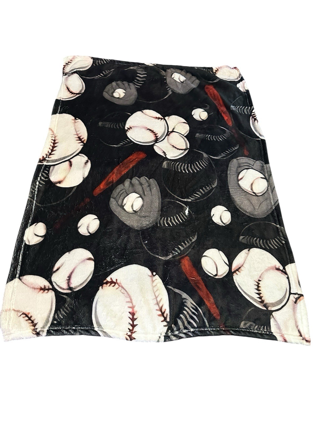 NEW small lap blanket throw approx. 38×30 inches toddlers kids base ball