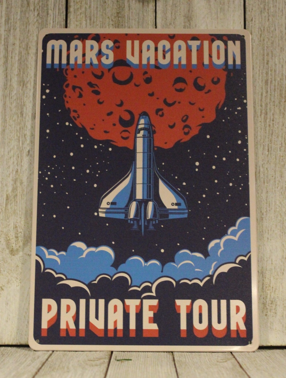 Outer Space Travel & Exploration Tin Metal Sign Vintage Retro Look Colonize Mars