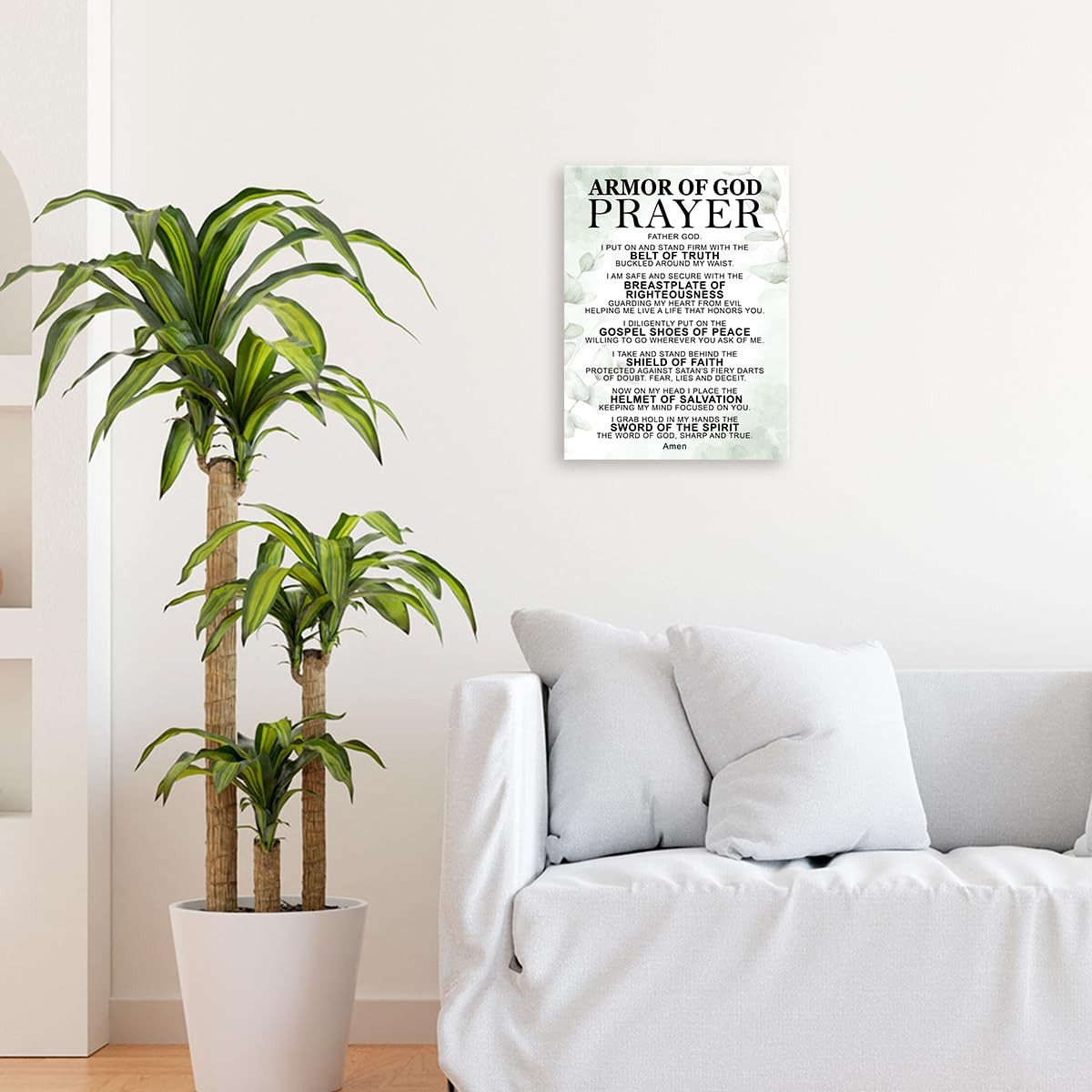 Armor of God Prayer Wall Art,Scripture Religious Canvas Wall Decor for Christ