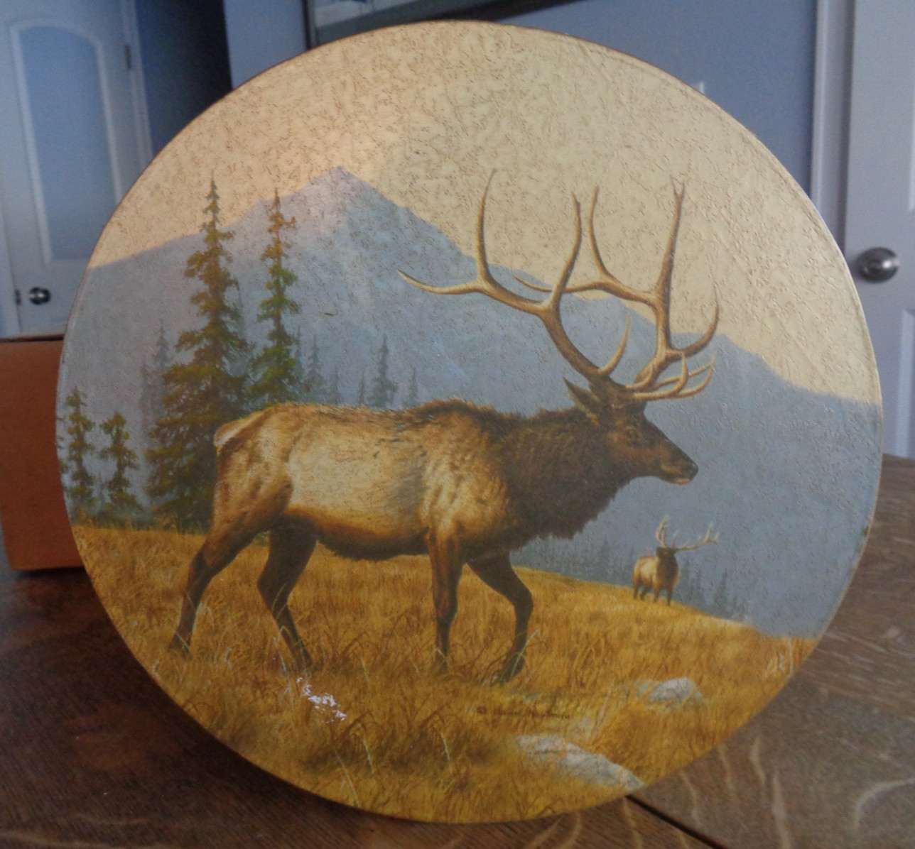 Western, Rustic, Bull Elk, Mountains and Pine Tree Canister/Storage Container.