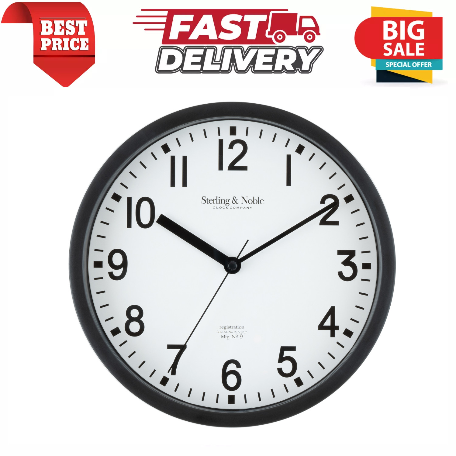 NEW 8.78″ Basic Indoor Analog Round Modern Wall Clock, Black (FAST SHIPPING)