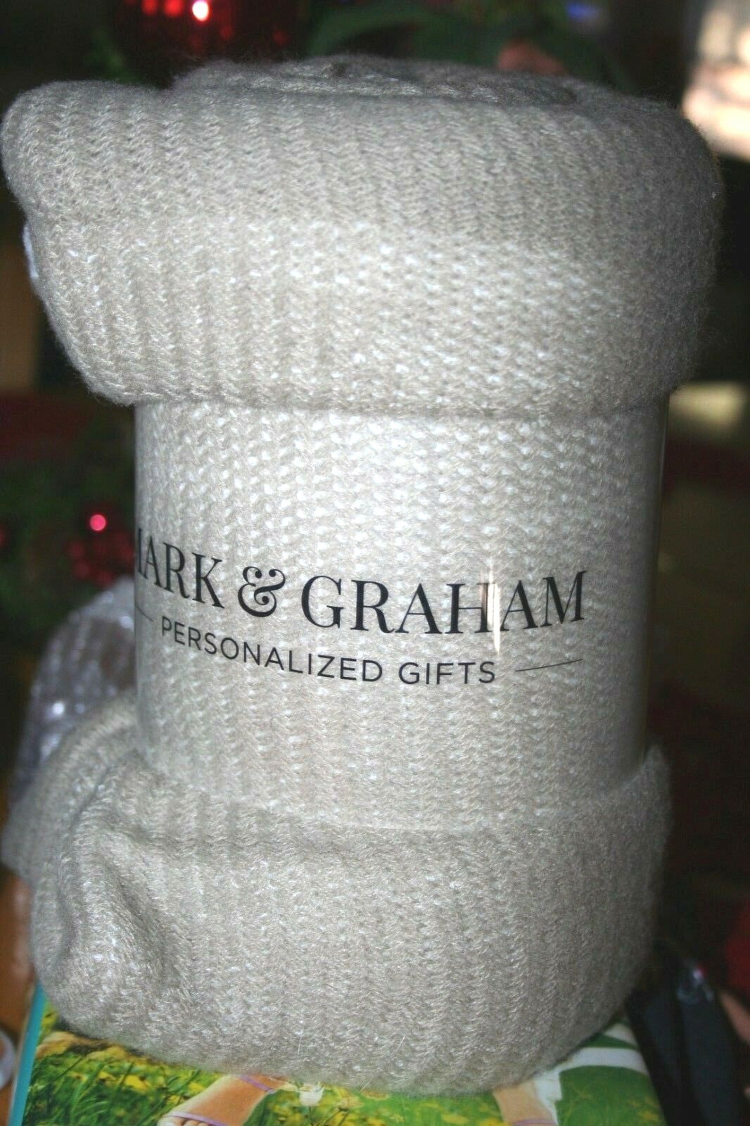 New Mark & Graham Colorblock Throw, Color Natural / Ivory, 50 x 60 Retails $49