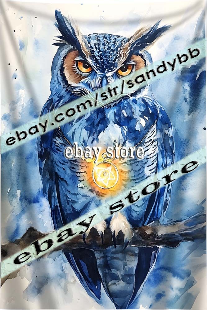 banner Tapestry Enchanted Guardian Theme night owl wisdom 39X59 in