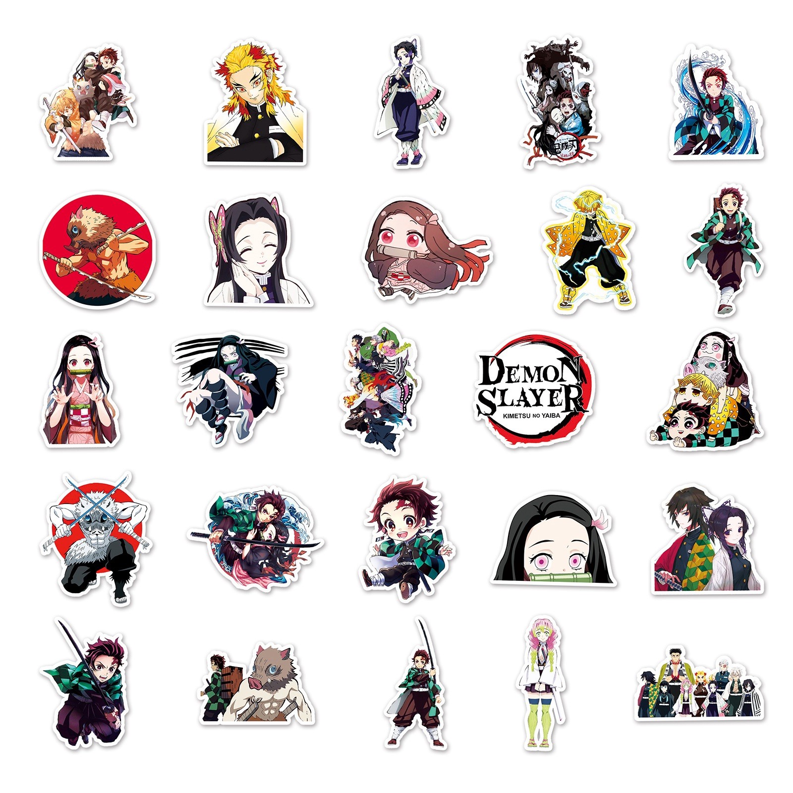 50pcs Waterproof Vinyl Stickers Demon Slayer Anime Luggage Phone Laptop Fridge