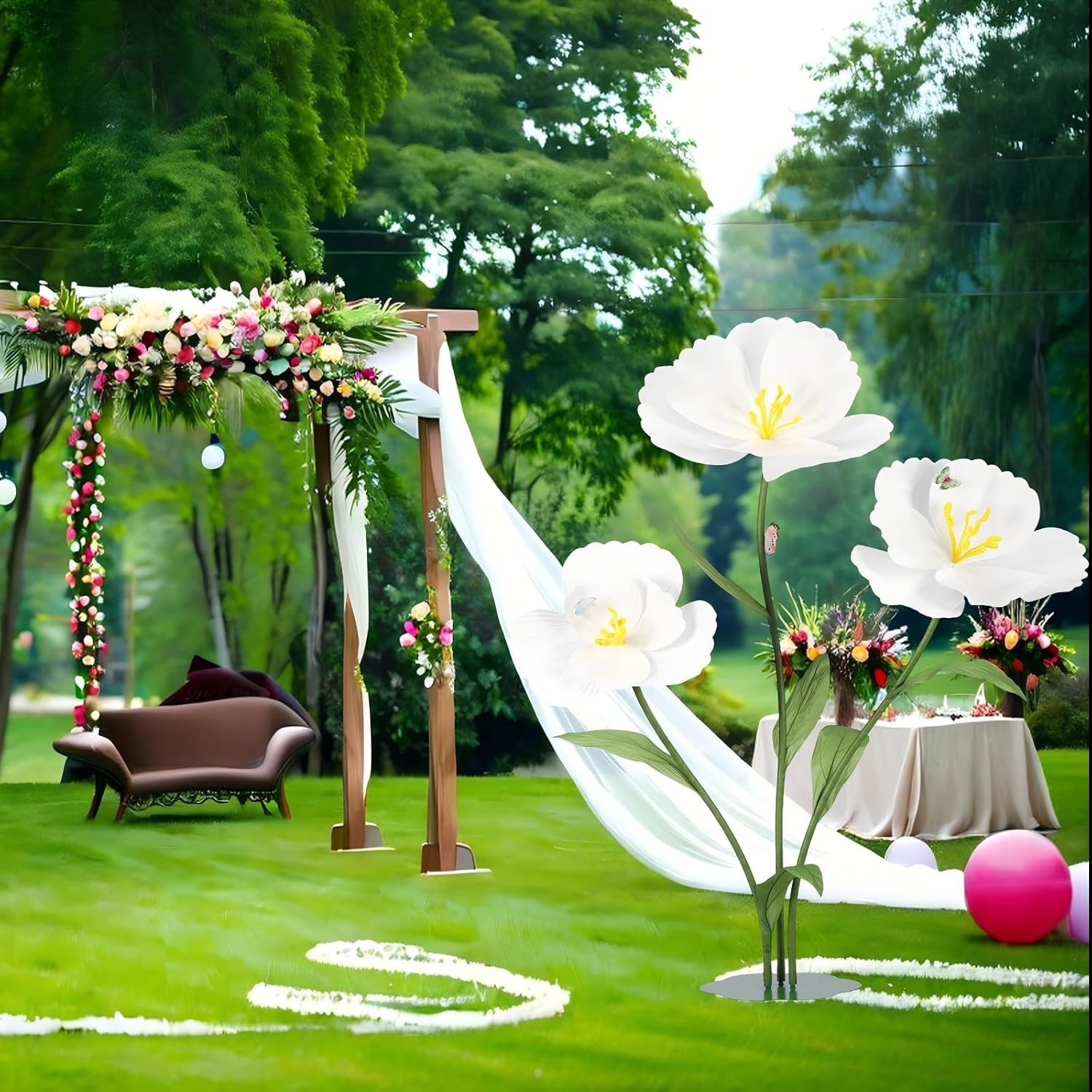 Giant White Felt Flowers – 3PCS Standing Decor for Home, Weddings & Events
