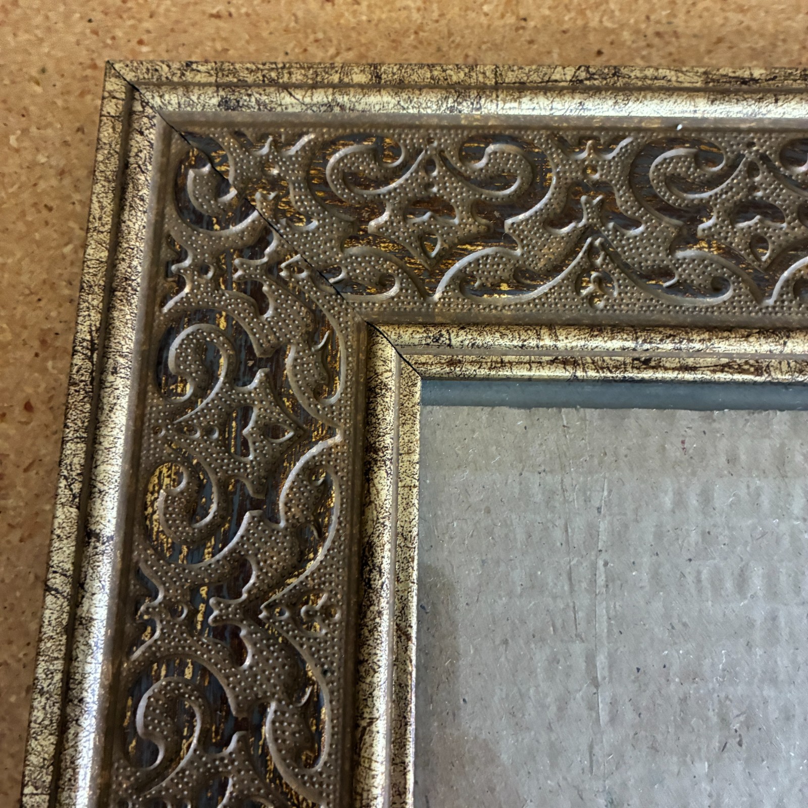 VTG Gold Brown Ornate Wood Picture Frame 15 x 13 Traditional Scroll Detail