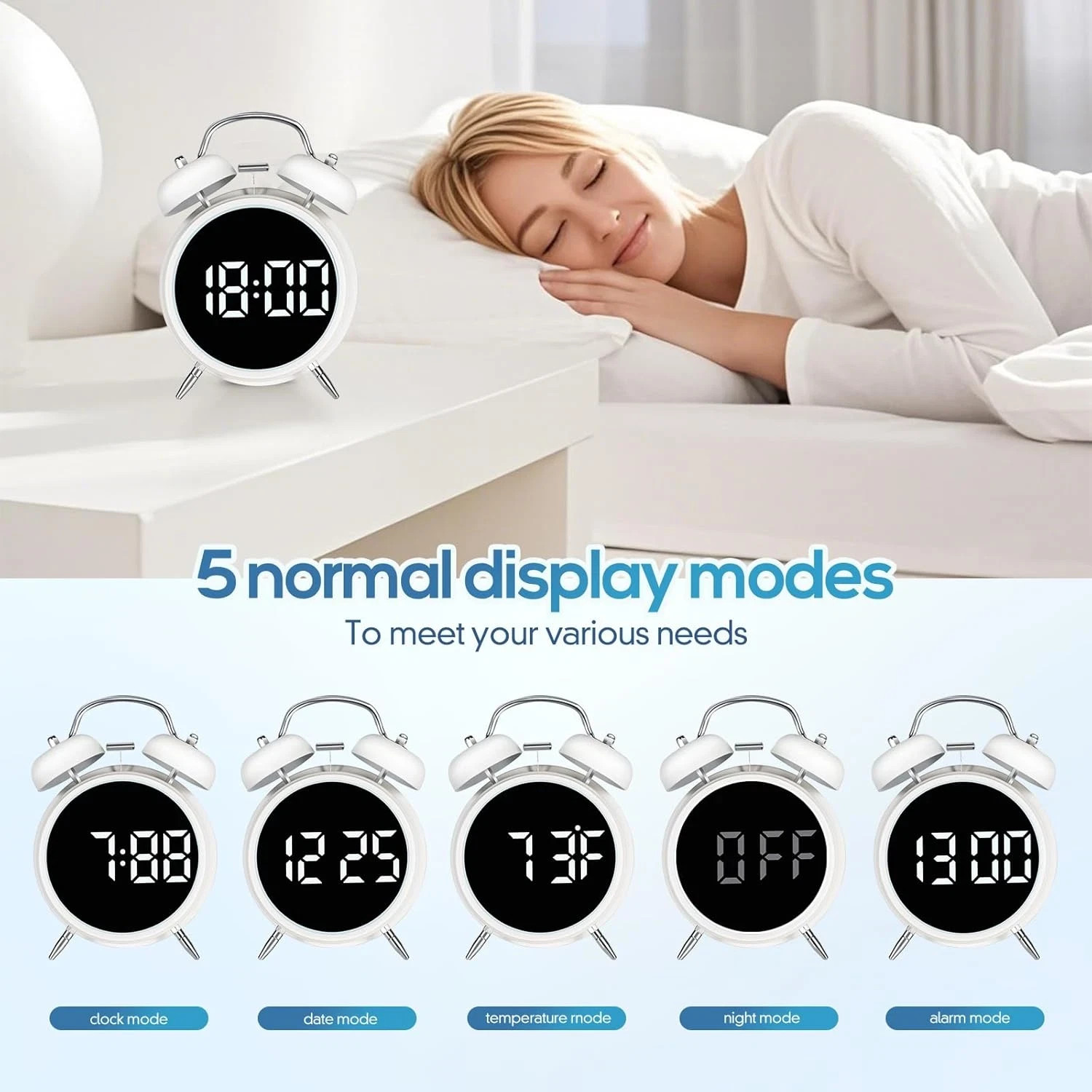 Extra Loud Alarm Clock for Heavy Sleepers Adults, Teens,Kids,Cute Retro Metal,Ol