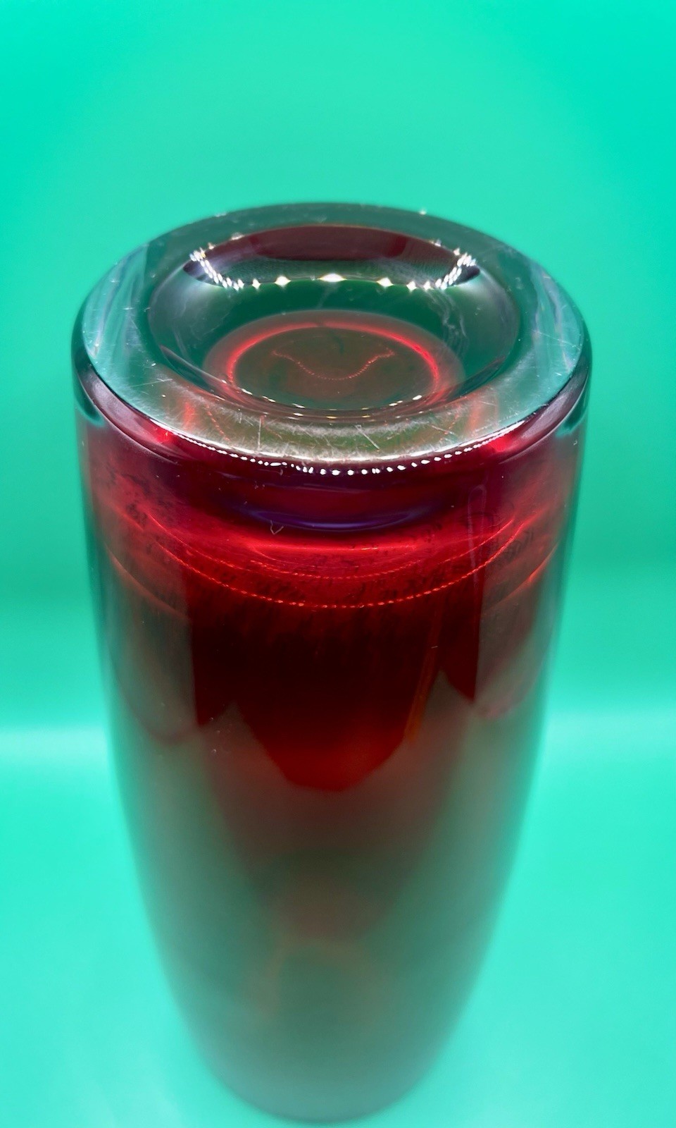 Vintage Red❤️Bohemian 24% Lead Crystal Vase Czech Republic Larger Beautiful
