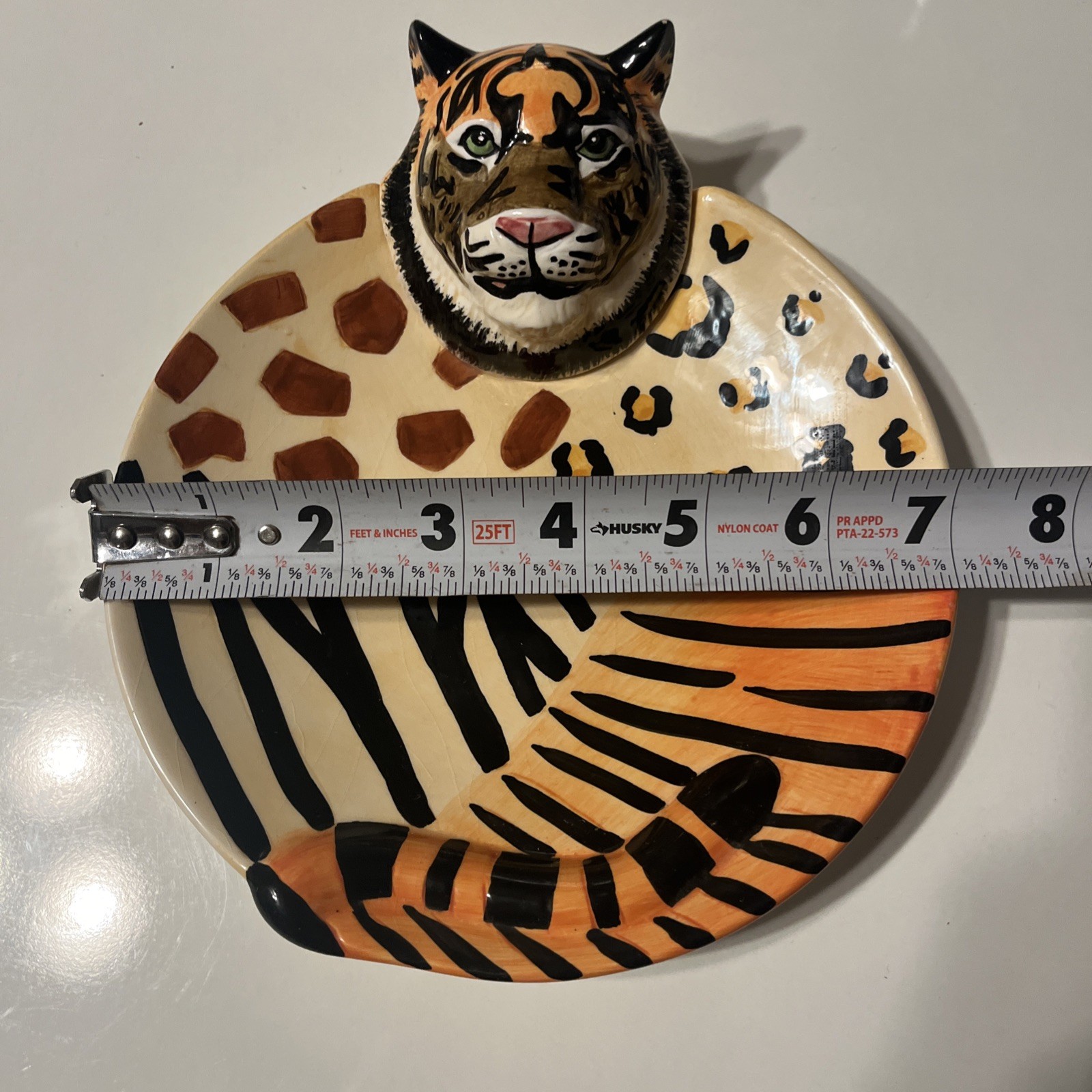 Vintage Lotus Animal Dish Tiger Decorative 3D Plate Dish 2000 Hand Wash Only