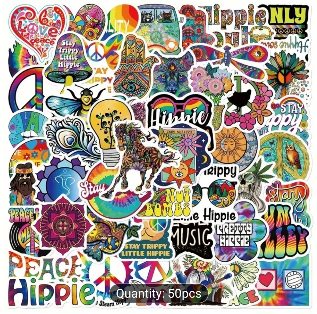 10 PCS Trippy Hippie Groovy Retro Colorful Peace Stickers BRAND NEW