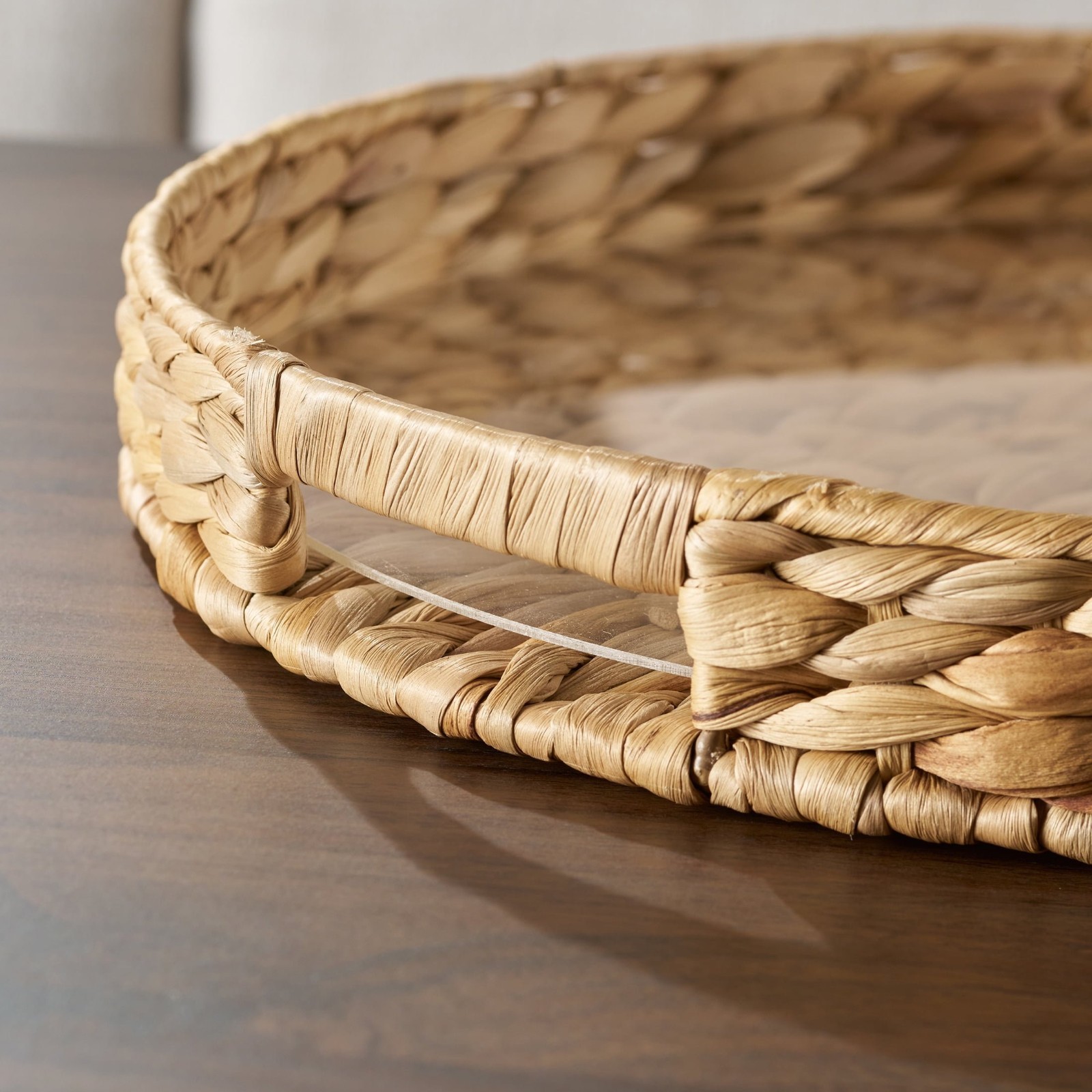 Better Homes & Gardens Natural Woven Tray 16 Inch with Acrylic