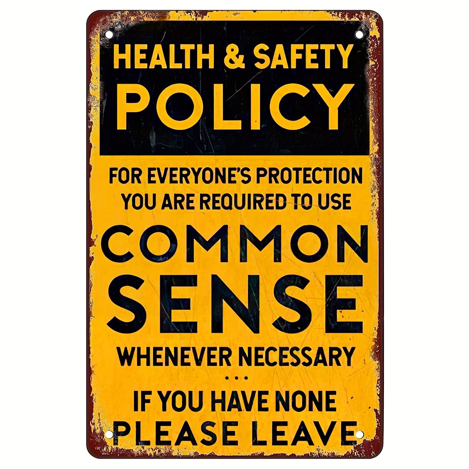 Health Safety Common Sense Funny Vintage Metal Sign Garage Man Cave Wall Decor